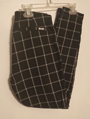 Calvin Klein Black Windowpane Check Chinos Stretch